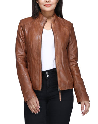 Women's Cognac Leather Jacket