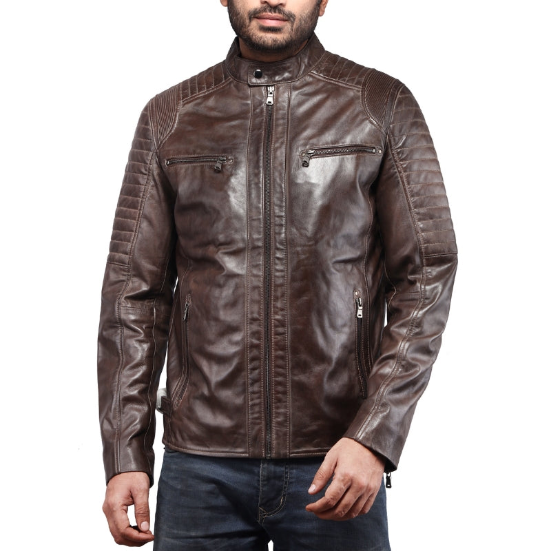 Men's Brown Leather Jacket – Kompanero