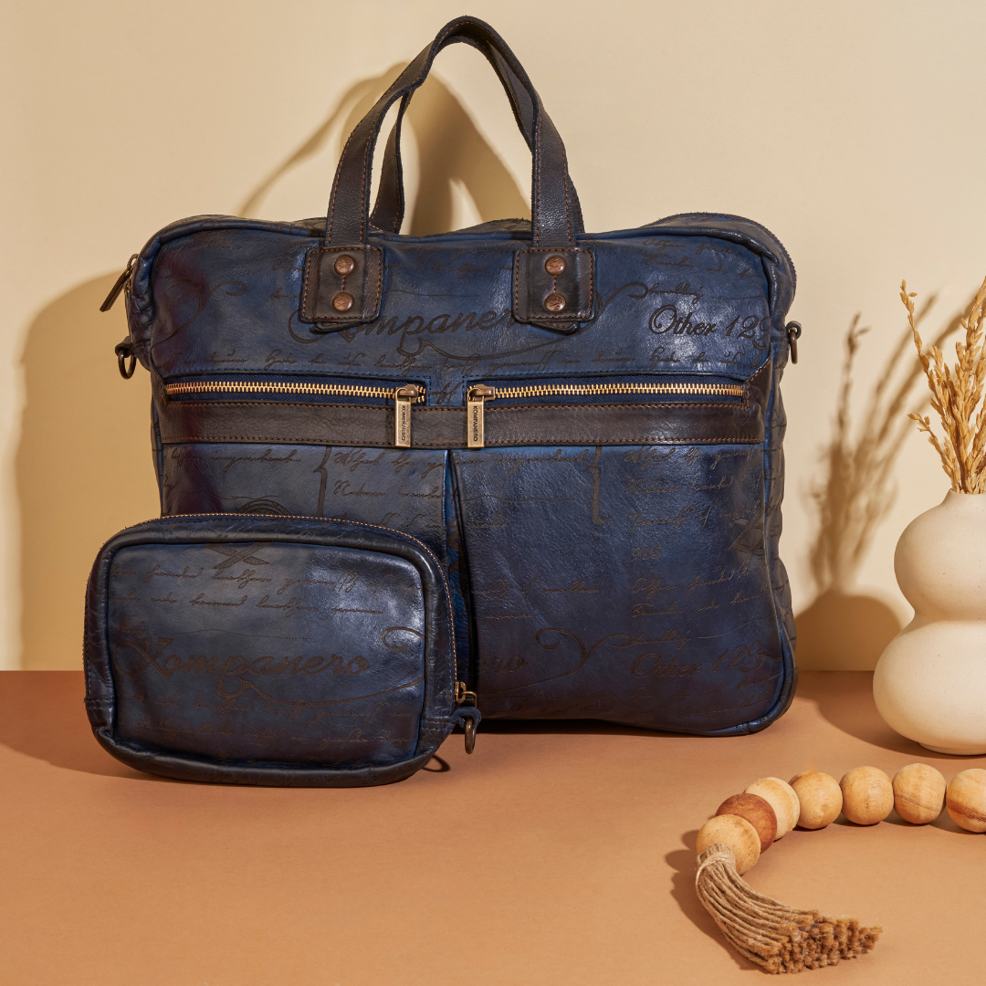 Maverick leather laptop messenger top bag